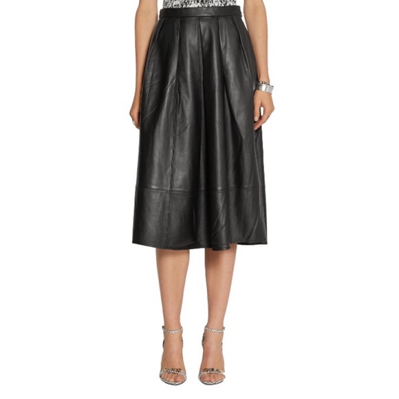 ‼️PRICE FIRM‼️ Tibi Pleated Leather Midi Skirt Size 8 - Picture 2 of 12